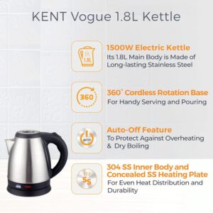 KENT VOGUE STAINLESS STEEL KETTLE 1.8L (16088)