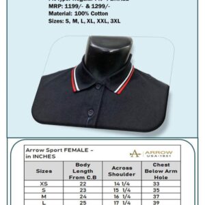 Arrow-T-Shirts with tipping (Black with Red & White Tip) Female