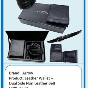 Arrow-Leather Wallet + Dual Side Non Leather Belt