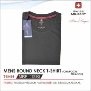 Swiss Military-MENS ROUND NECK T-SHIRT (CHARCOAL Milange)