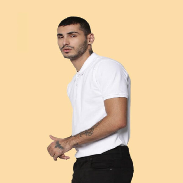 JACK & JONES - SOLID POLO NECK - T-SHIRT-WHITE COLOUR