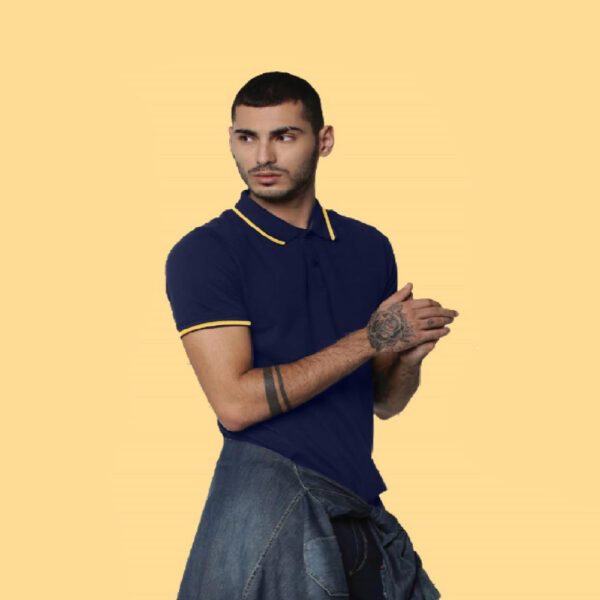 JACK & JONES JACQUARD - TIPPING POLO - NAVY BLUE